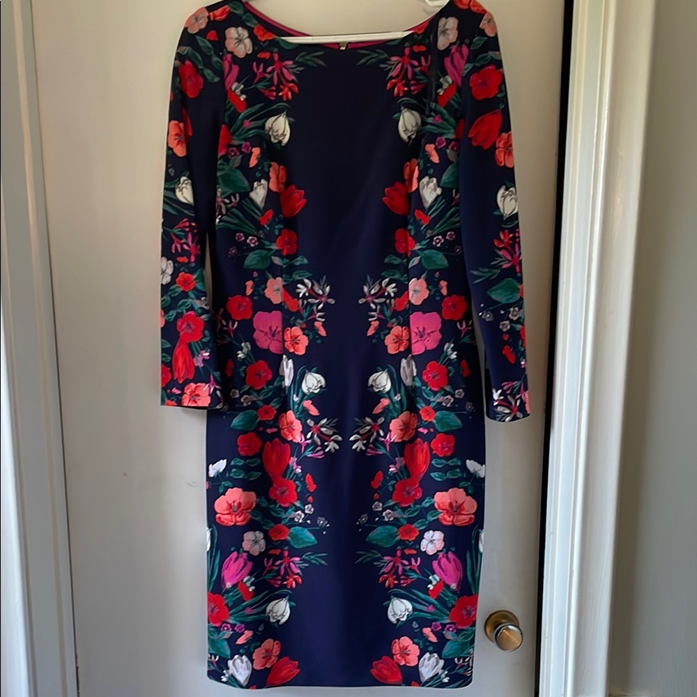 Eliza J Navy Floral Long Sleeve Dress